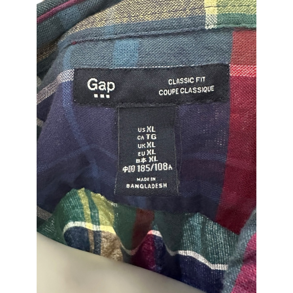 Gap Plaid Button Down Shirt XL Blue Red - Picture 7 of 9